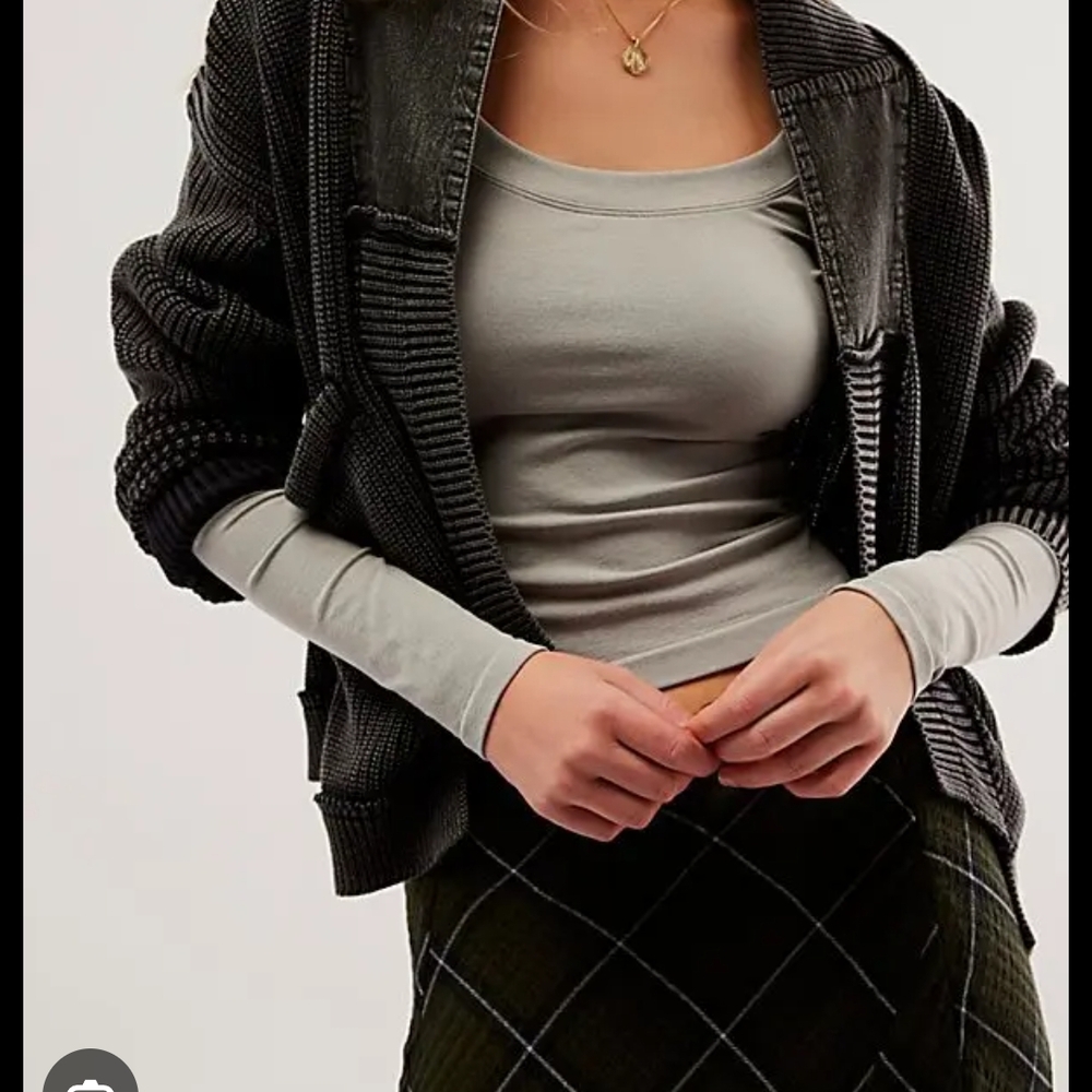 We The Free Ribbed Knit Cardigan in Charcoal